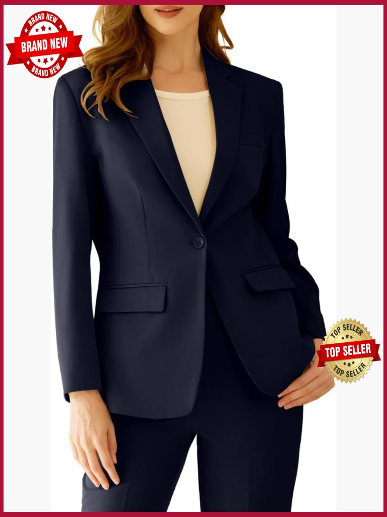 Women's Professional Suit 2 Piece Slim Fit Blazer Pants Office Work Tuxedo Set